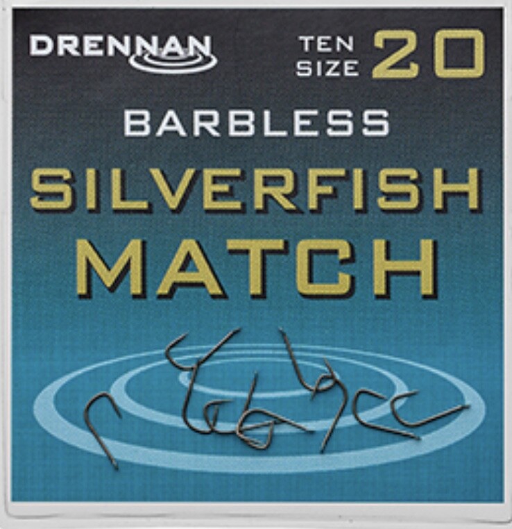 DRENNAN SILVERFISH MATCH  - BARBLESS SPADE END HOOKS - SILVERFISH FISHING