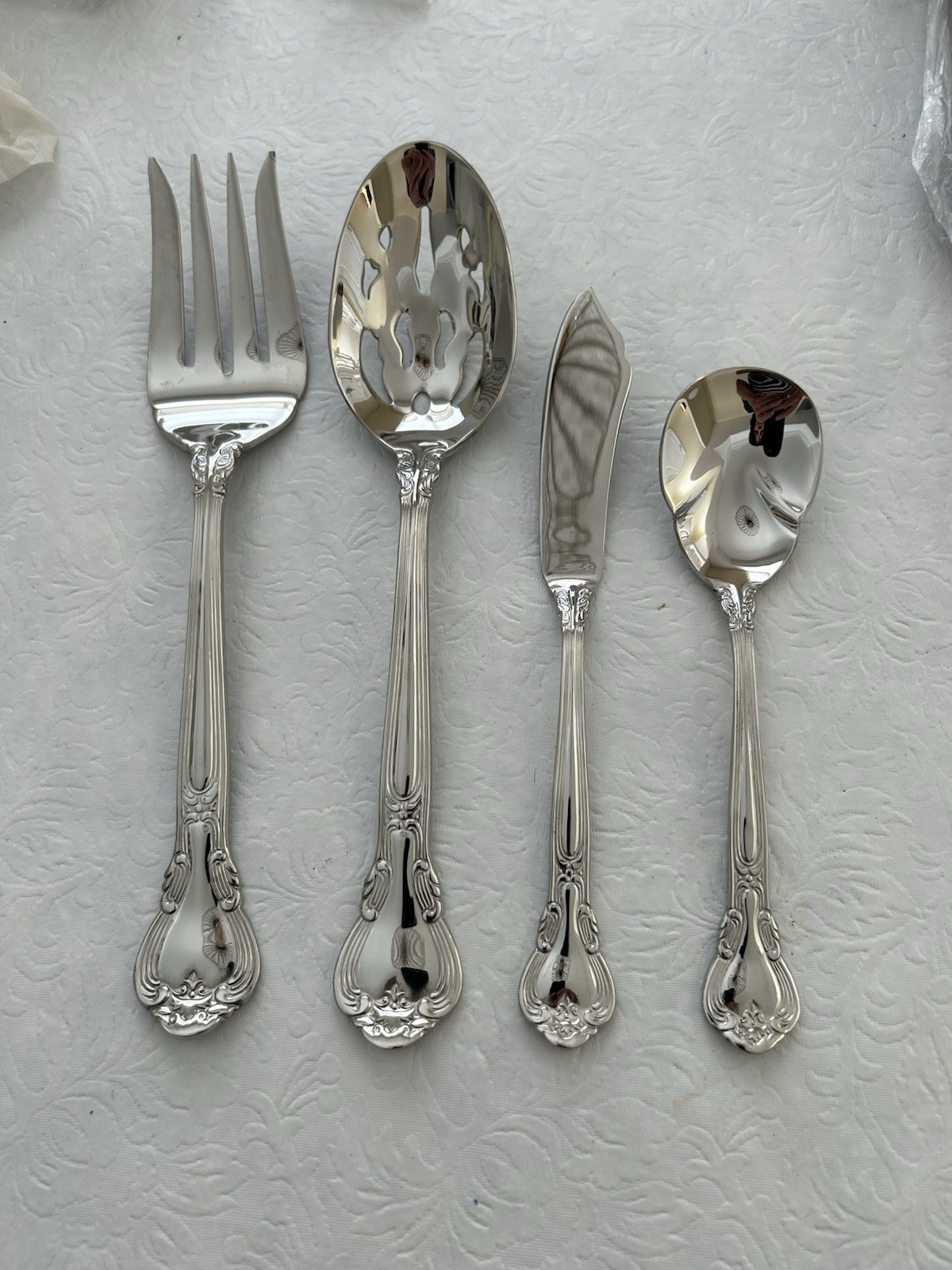 Gorham Canterbury Stainless Steel Flatware Set If Four Hostess Set New