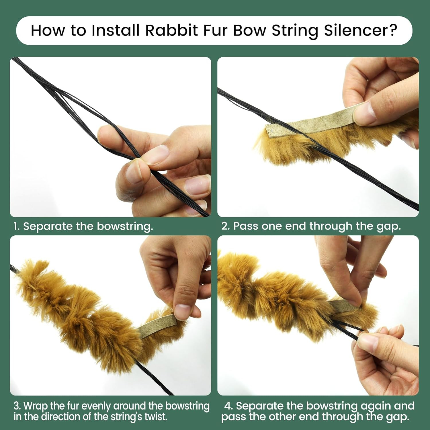 Oubert Archery Bow String Silencers Kit Fur Bow Arrow Rest Leather Bow Limb Sile