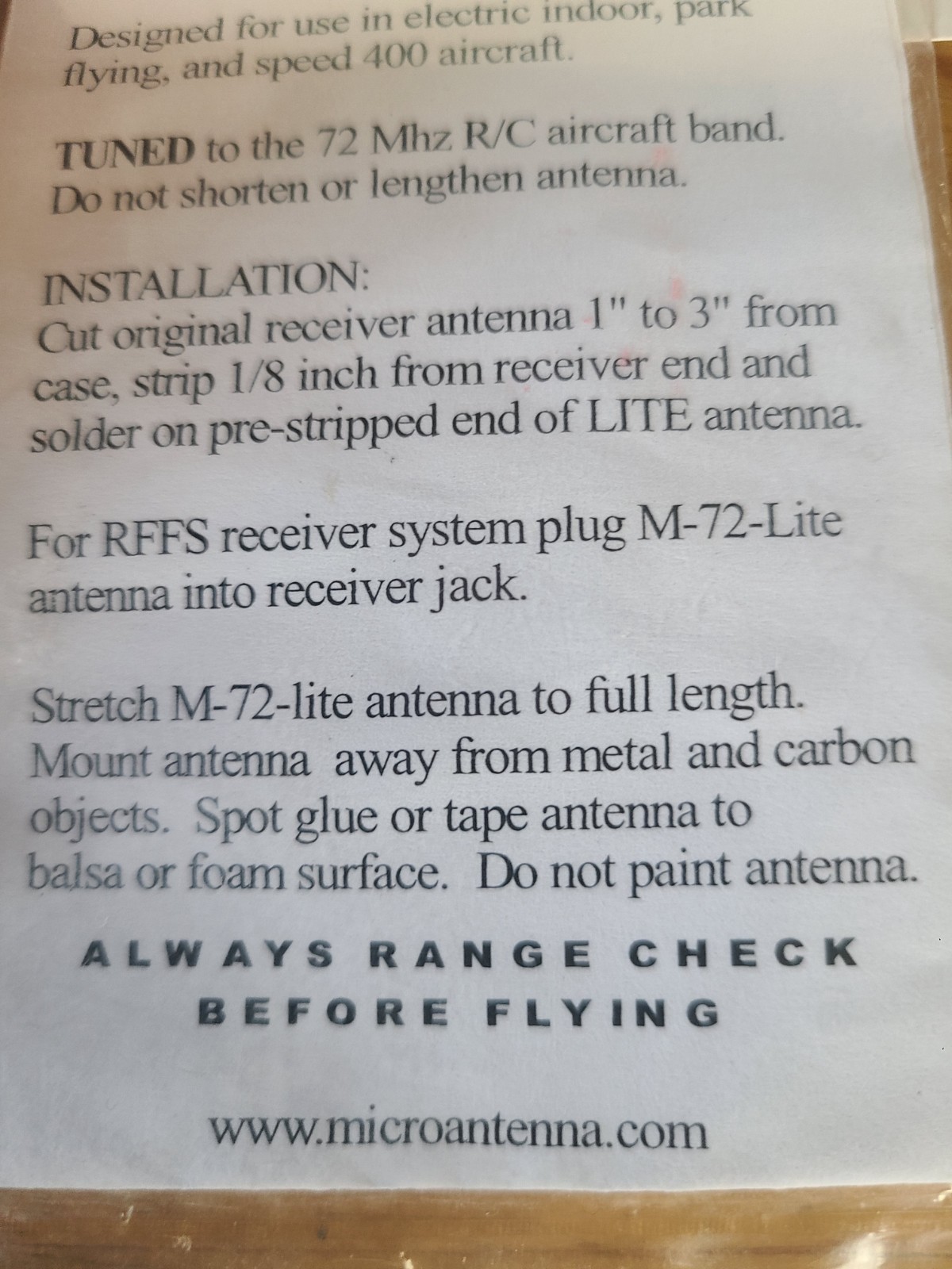 E Cubed Micro 72 Mhz RC Antenna M-72-Lite New