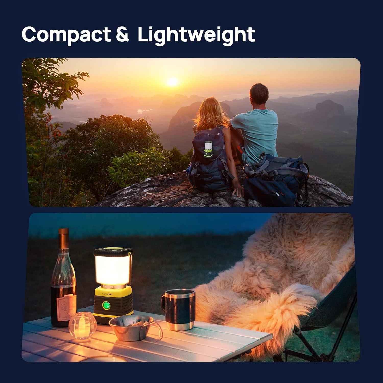 Emergency Ready 2-Pack LED Lanterns: 1000LM Brightness, 12 Hours Use, Waterproof