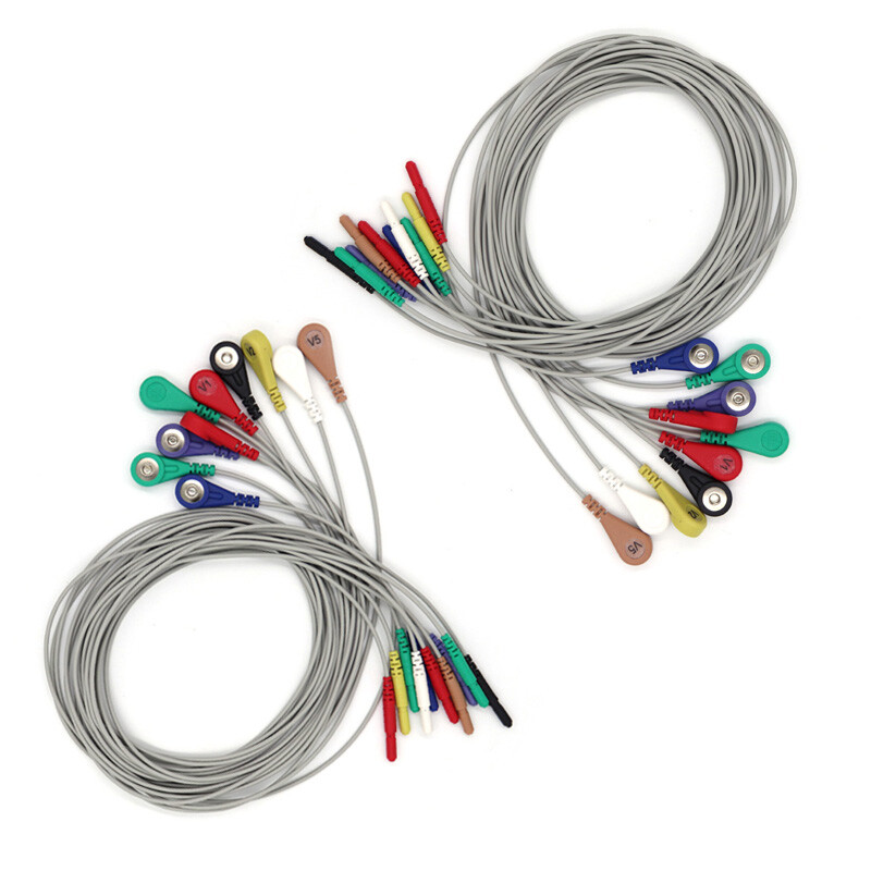 Din1.5mm 10-leads fit For Patient Monitor ECG/EKG Leadwire holter TPU Cable Snap