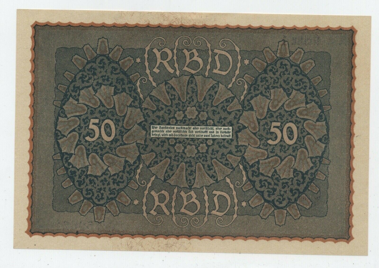 Germany 50 Mark ND 1919 Pick 66 aUNC Almost Uncirculated Banknote