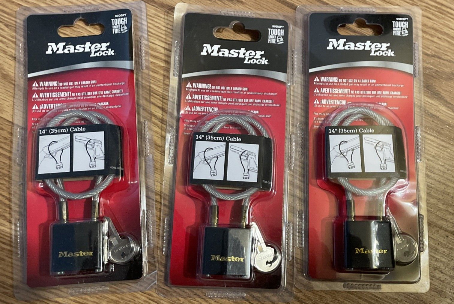 Master Lock No. 99DSPT Cable Gun/Rifle Locks - Pkg Qty 3 A1
