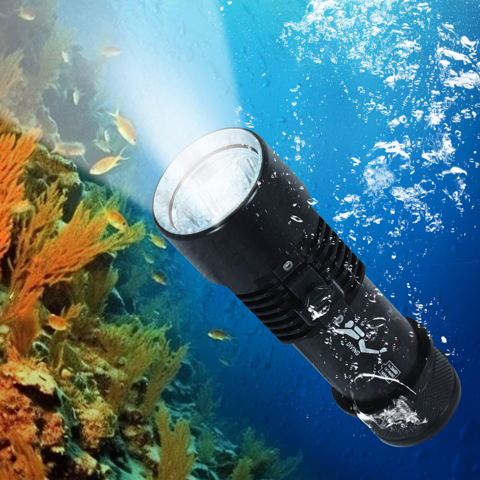 LED Dive Light Waterproof Compact Bright Diving Torch Submersible Flashlight