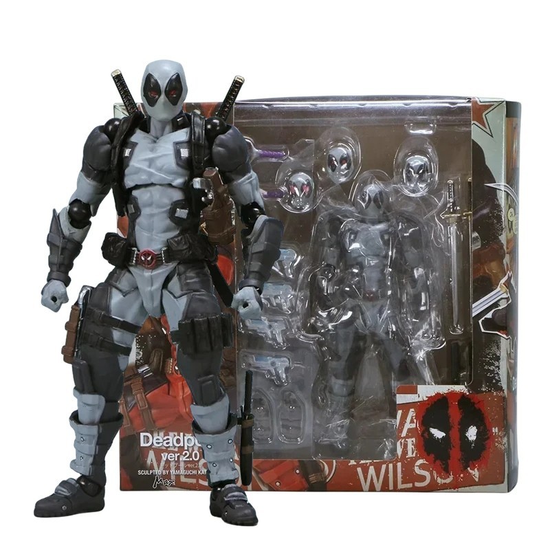 AMAZING YAMAGUCHI Deadpool 2.0 Grey Action Figure Movable KAIYODO Wade Toy Sets