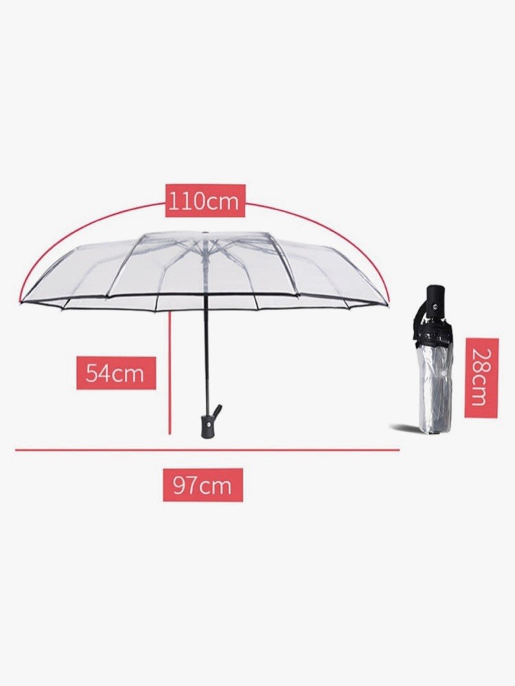 Full Automatic Folding Transparent Travel Umbrella