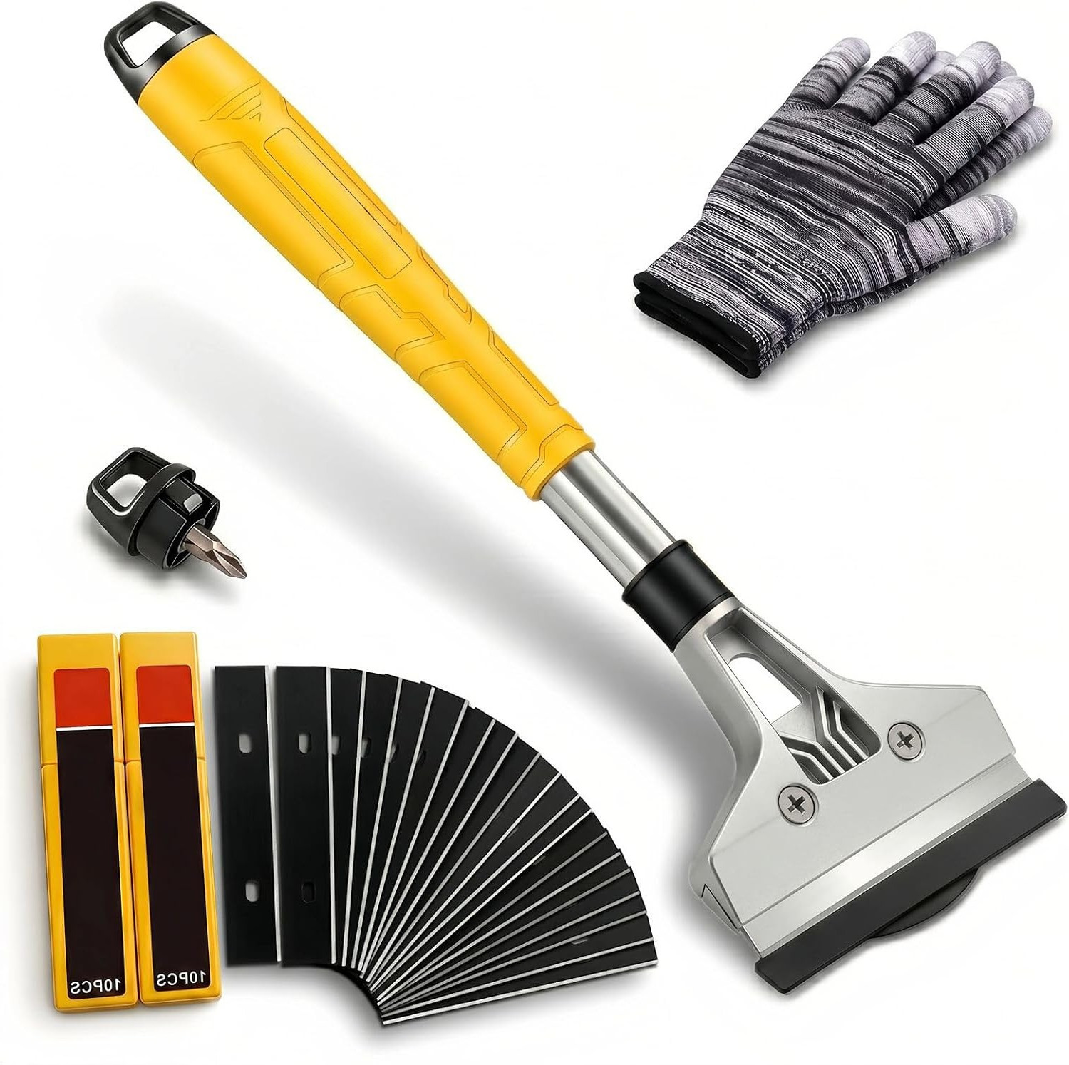 Razor Blade Scraper 4 Inch Floor Scraper with 21 Blades and Glove Paint Remover