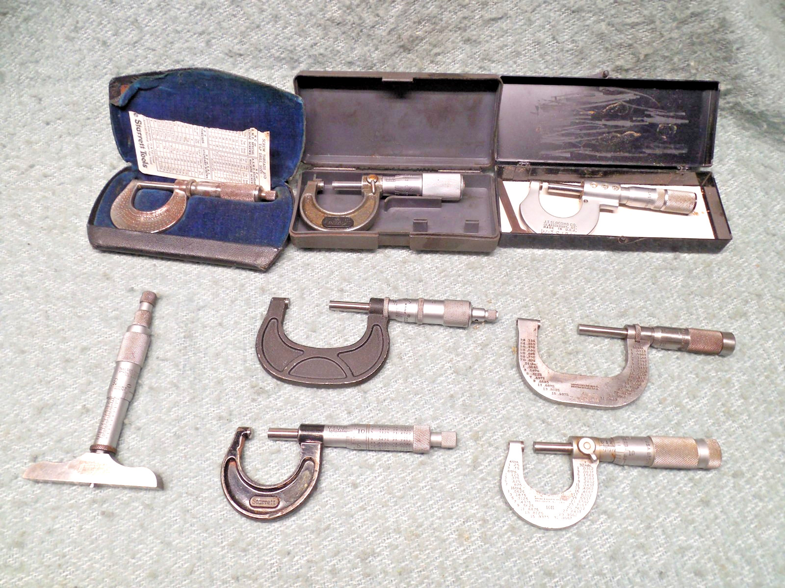 Lot 8 Working Micrometers 7 Anvil 1 Depth Starrett Mitutoyo Brown Share more