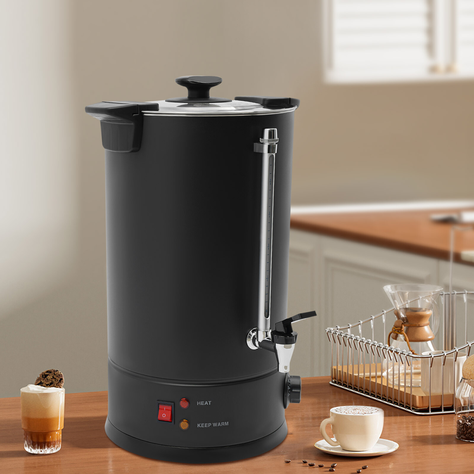 Large Capacity Hot Coffee Dispenser with Dual Heating and Safety Features