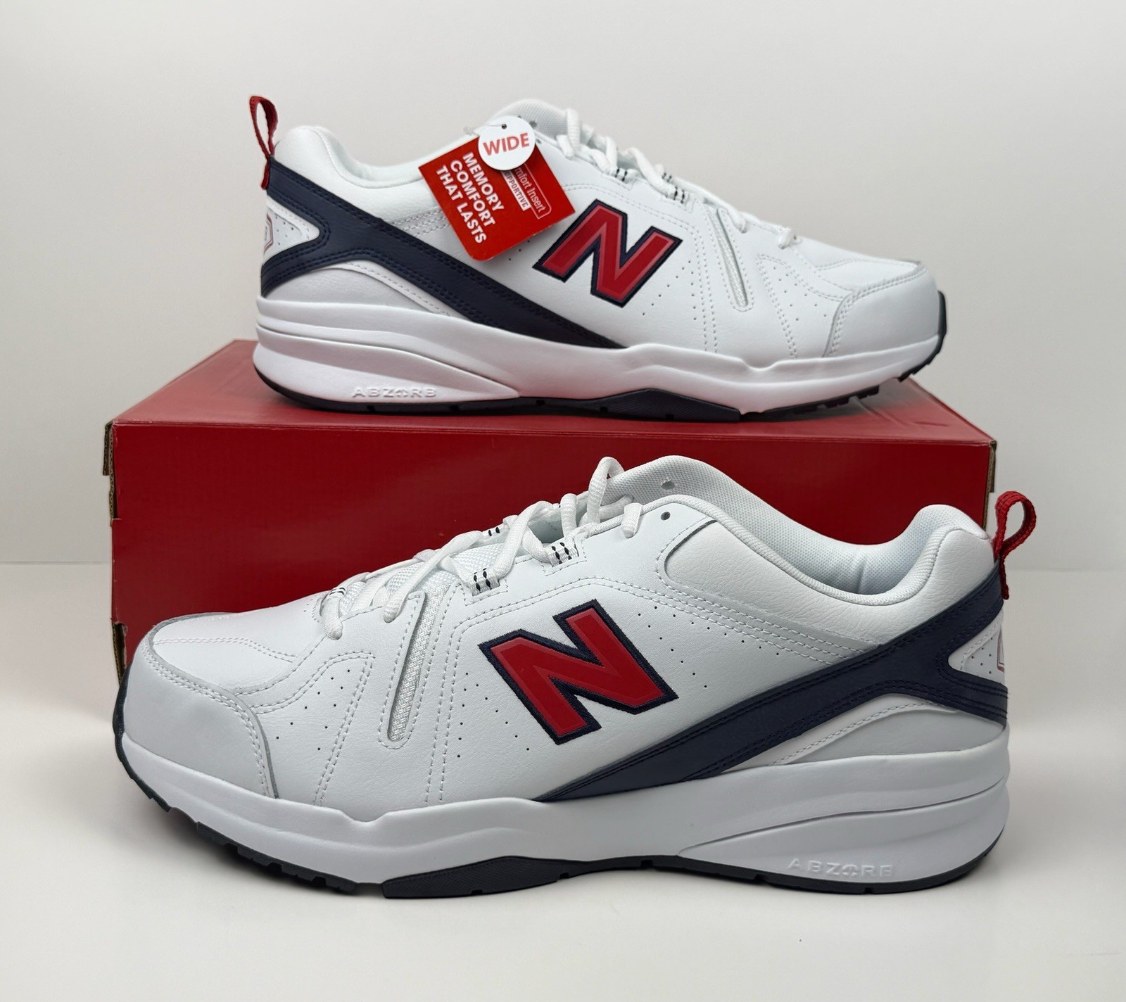 New Balance MX608V5 Sneakers Men’s Size 11.5 4E White White/Red MX608HR5