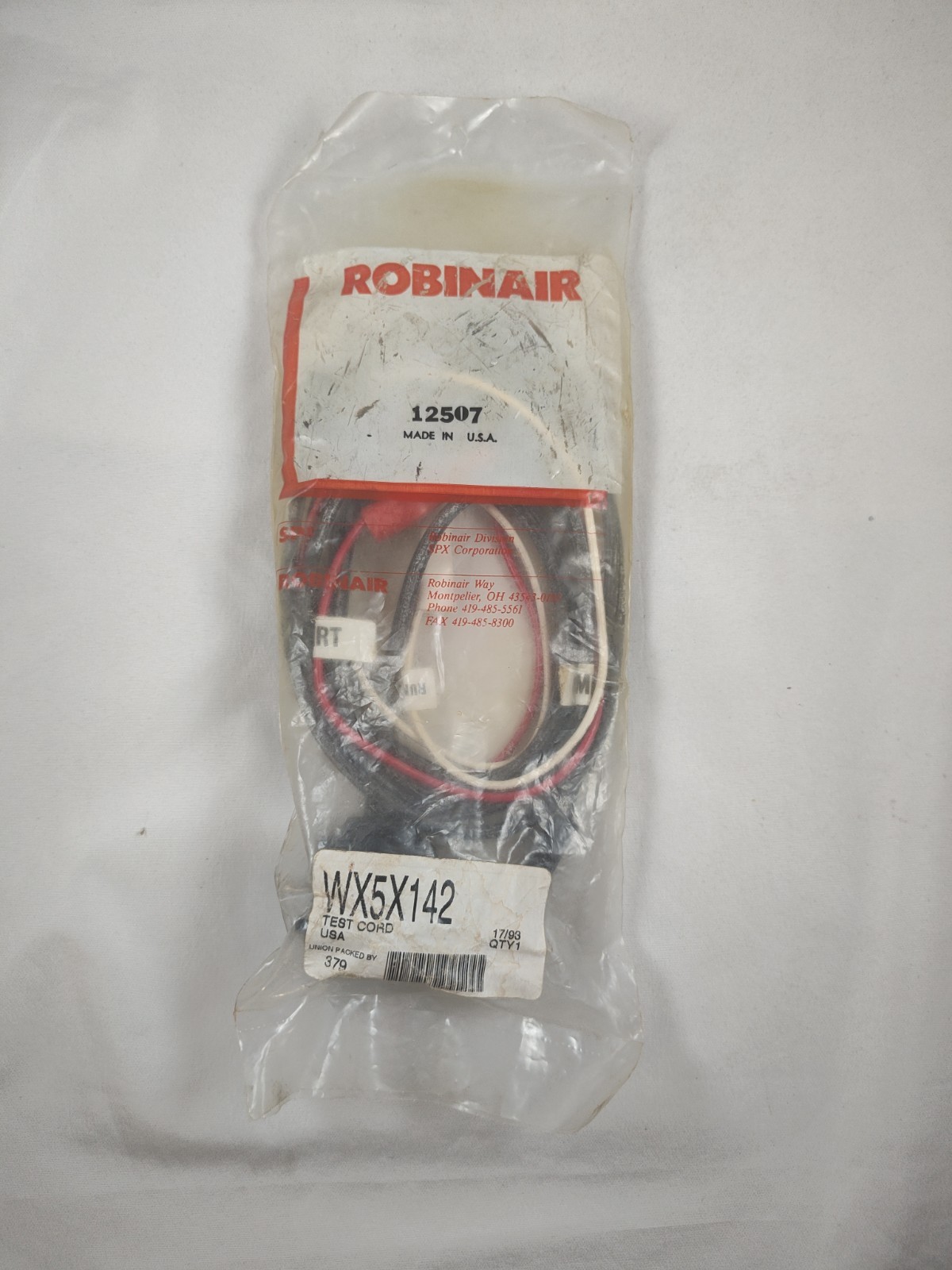 Robinair 12507 Test Cord WX5X142 Bench Diagnostic Bypass Cable for AC Recovery