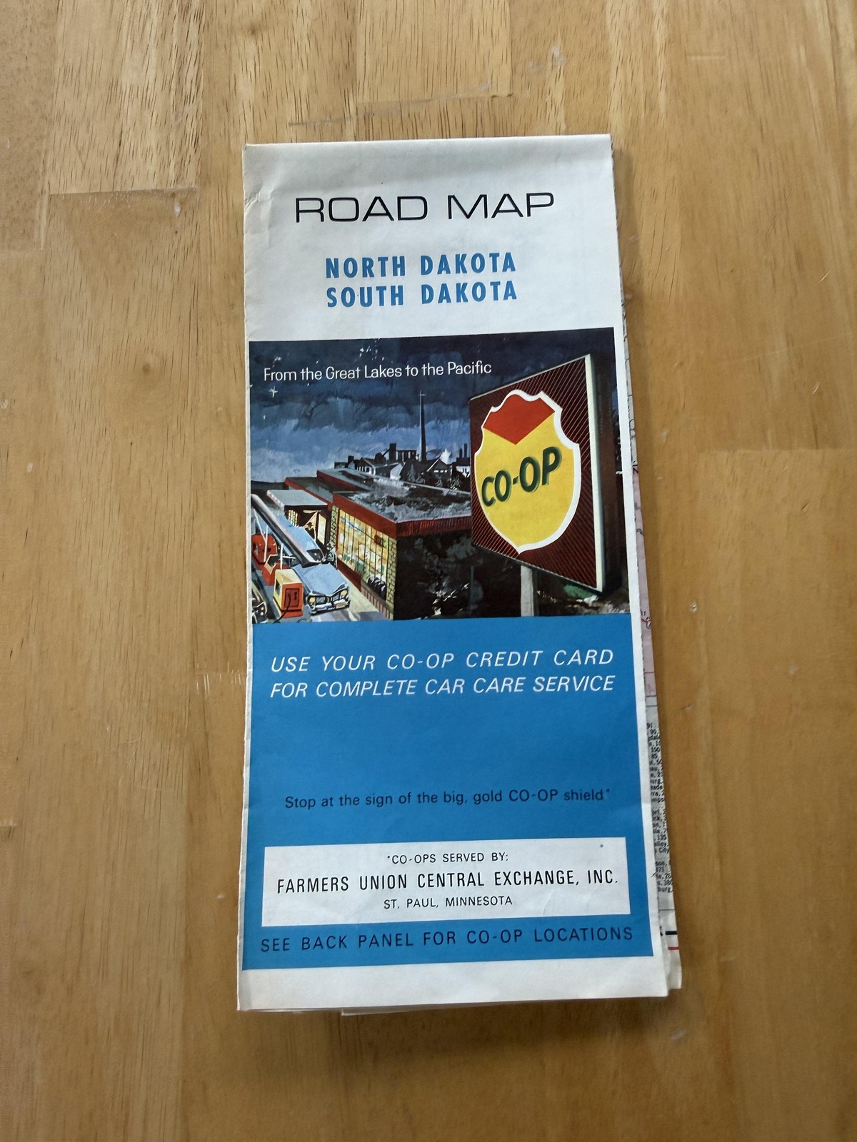 Vintage 1967 CO-OP North Dakota South Dakota Road Map Travel Folded Brochure USA