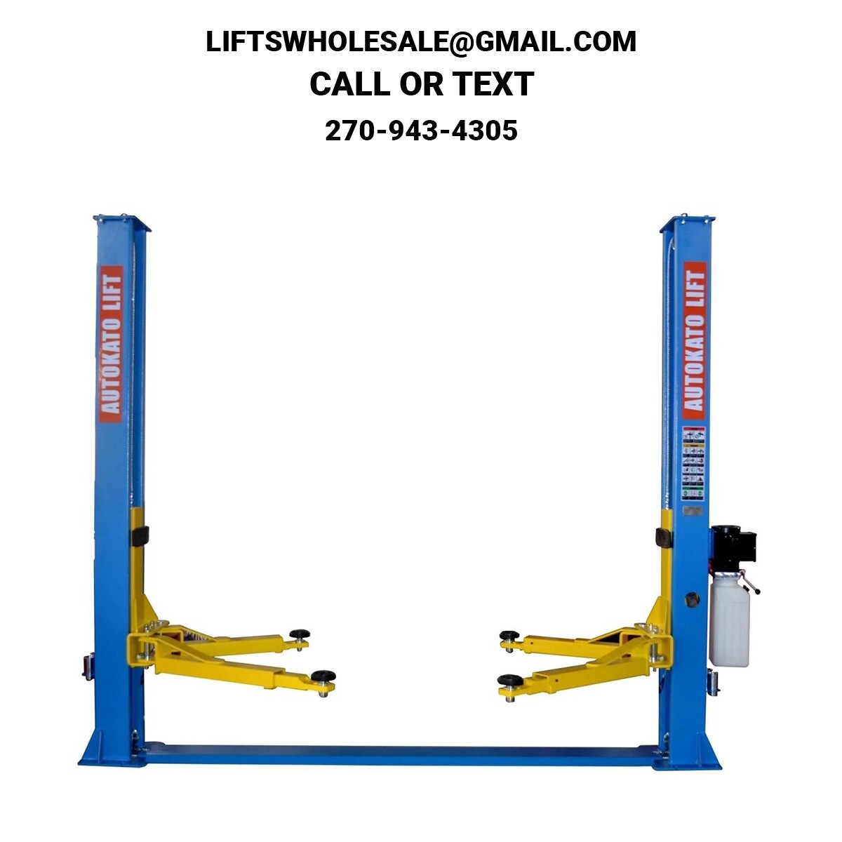 New KATOOL KT-H105 10,000 lb 2-Post Symmetric Arms Baseplate Lift