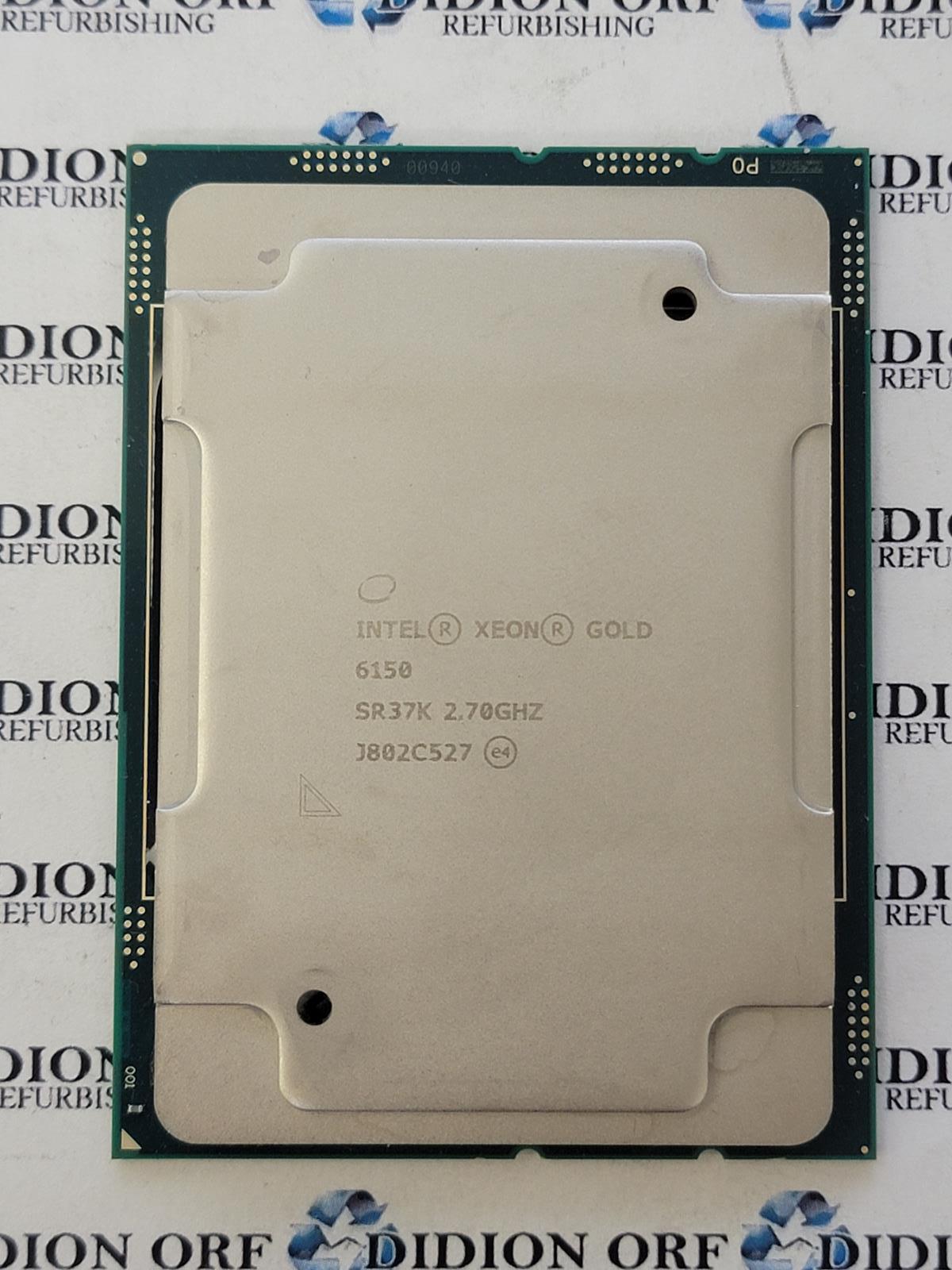 INTEL Xeon Gold 6150 SR37K 2.70 GHz 24.75 MB L3 Cache 165 W Grade B  SKU 17475