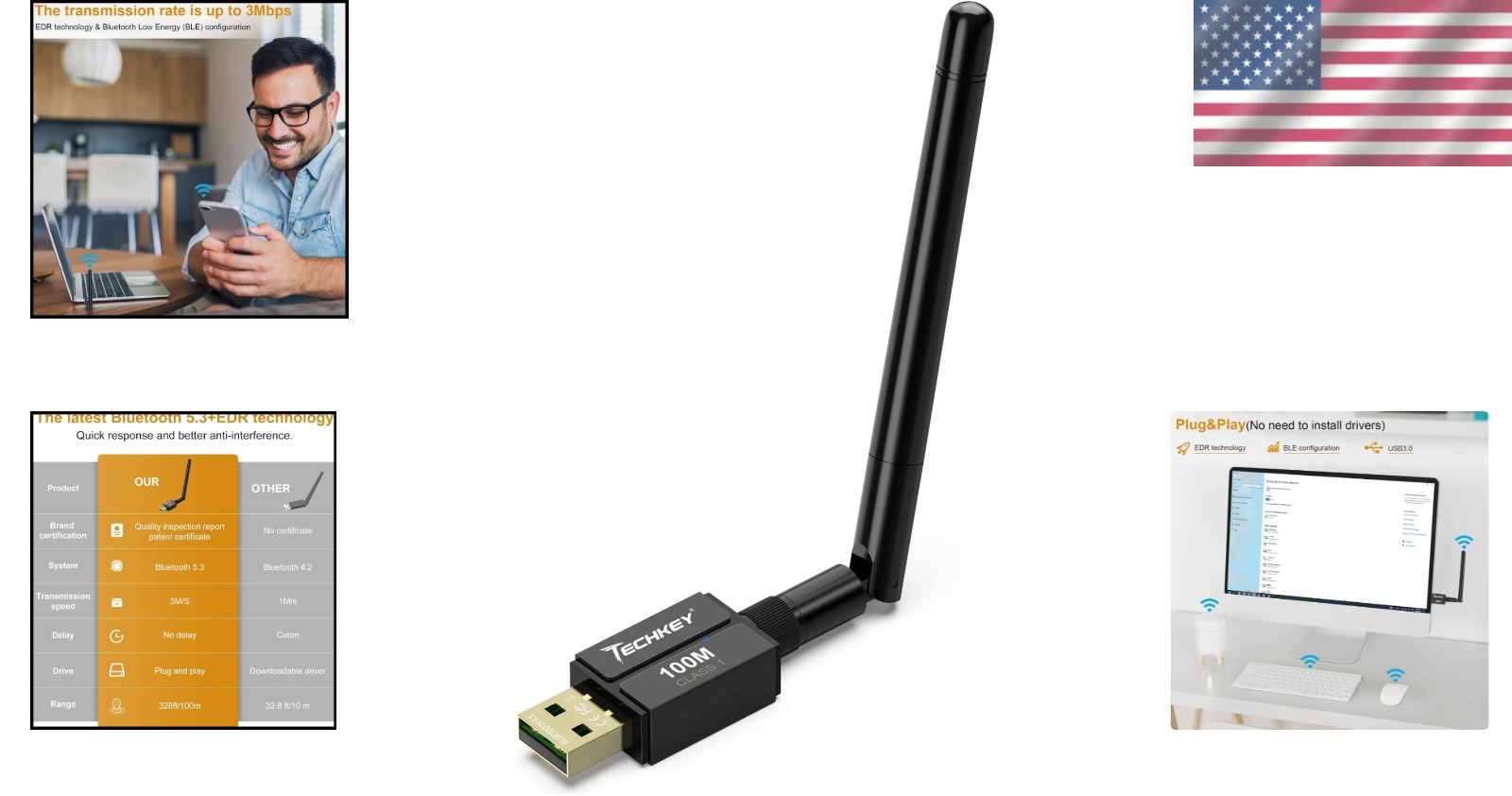 Long Range Bluetooth 5.3 USB Adapter - High-Speed Wireless Data Connection