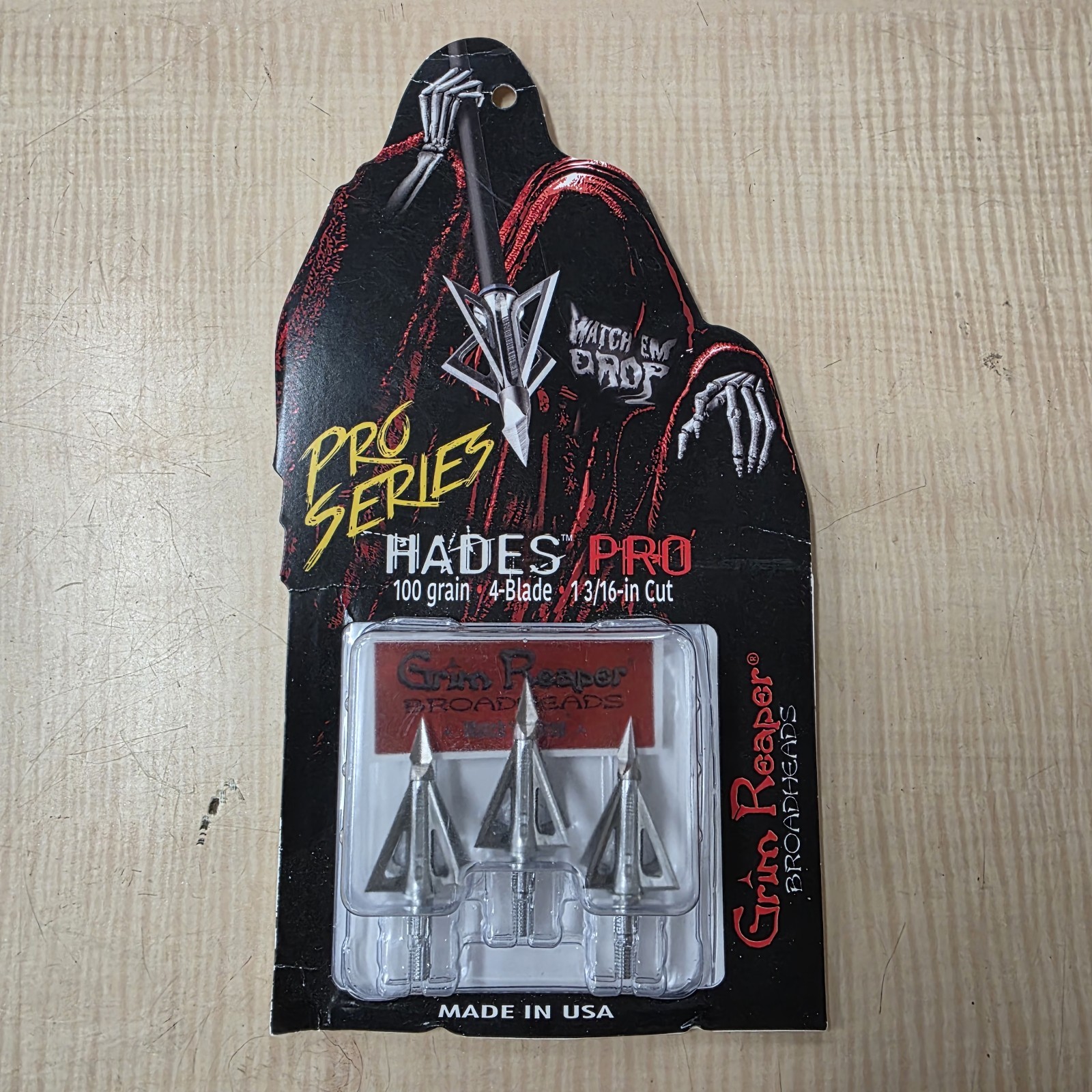 Grim Reaper Hades PRO Broadheads 4 Blade 1 3/16″ Cut 100 Grain 3pk 2231 - NEW