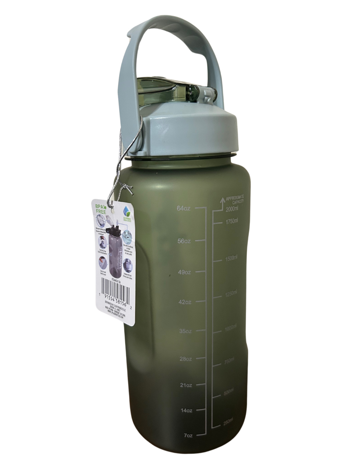 Splash Plastic Bottle 64oz Flip Cap w/ Lock & Handle Solid