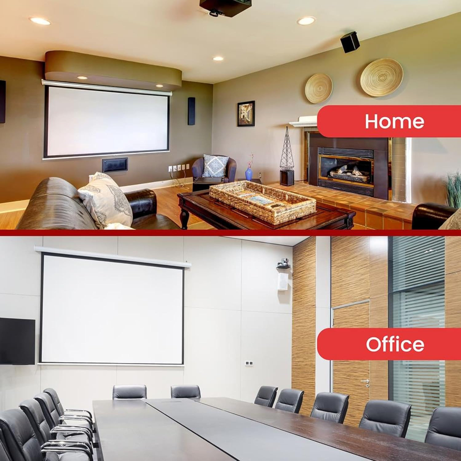 Manual Pull-Down Projector Screen - Universal 84-Inch Roll-Down Retractable Manu