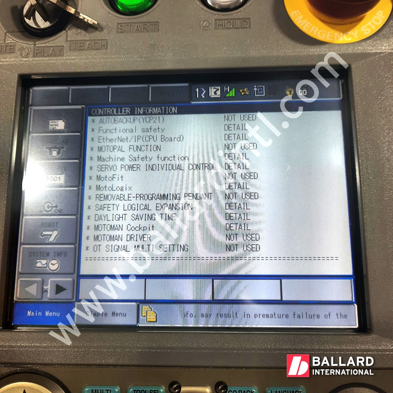 YASKAWA Motoman MH180-A00 Robot System w/ DX200 Controller - S88E08-1-3