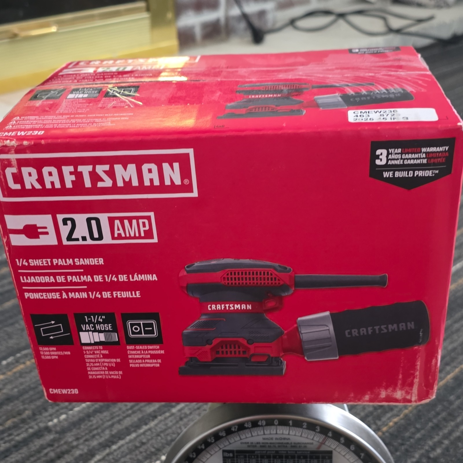 CRAFTSMAN CMEW230 2.0 Amp 1/4 Sheet Corded Electric Palm Sander