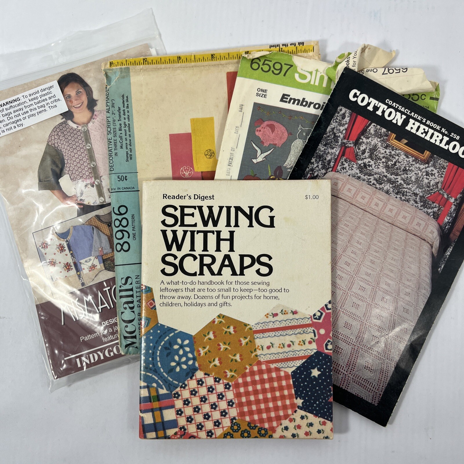 Lot Vintage Sewing and Craft patterns Heirloom crochet Sewing Scraps Embroidery