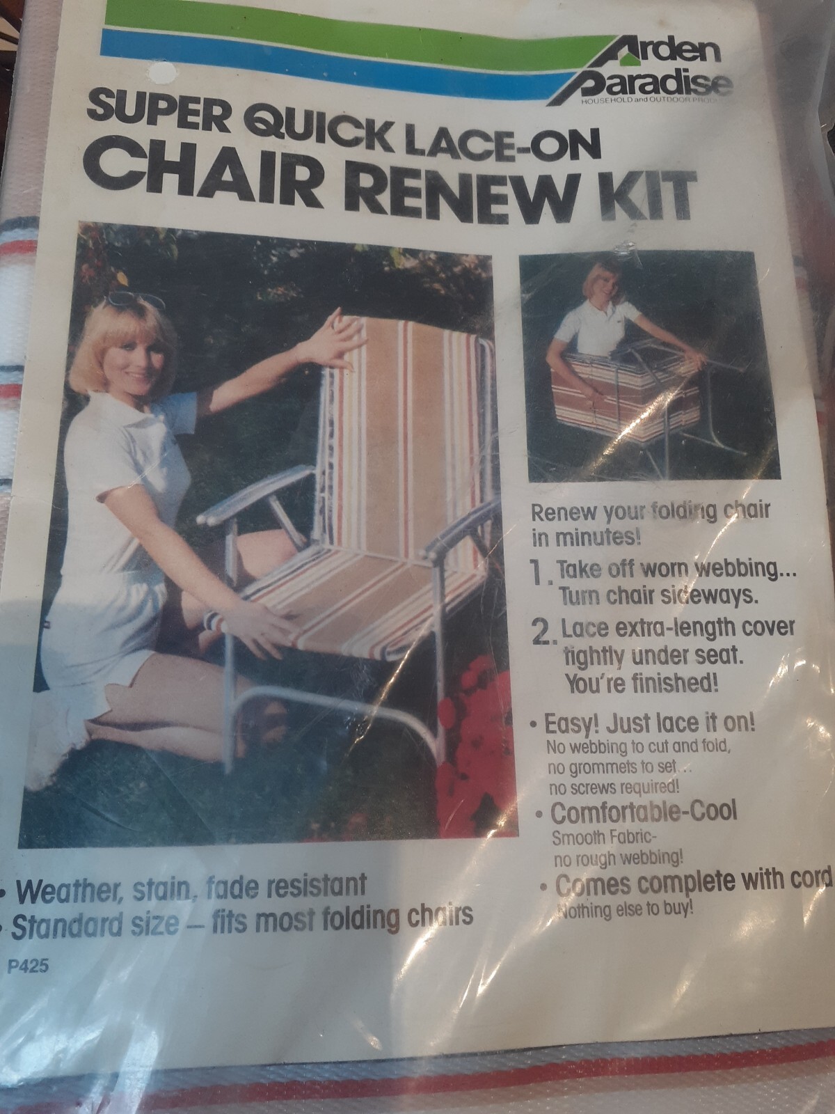 NEW Vintage Lawn Chair Renew Kit By Arden Replacemet Mesh Tan stripes