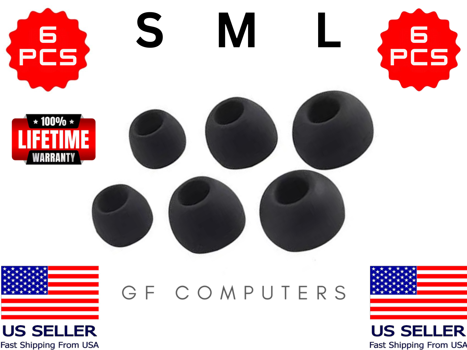 6 Silicone SML Earbuds Ear Tips for Marshall Motif II Headphones