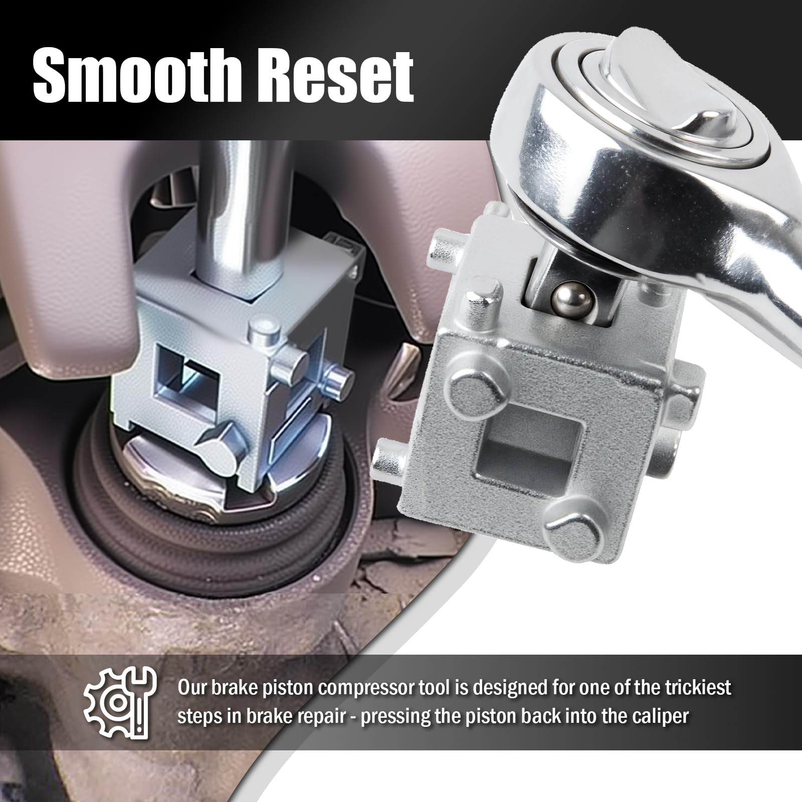 TSIEBRV Cube Brake Caliper Compression Tool Driven 1.3*1.29*0.99 inch, Silver
