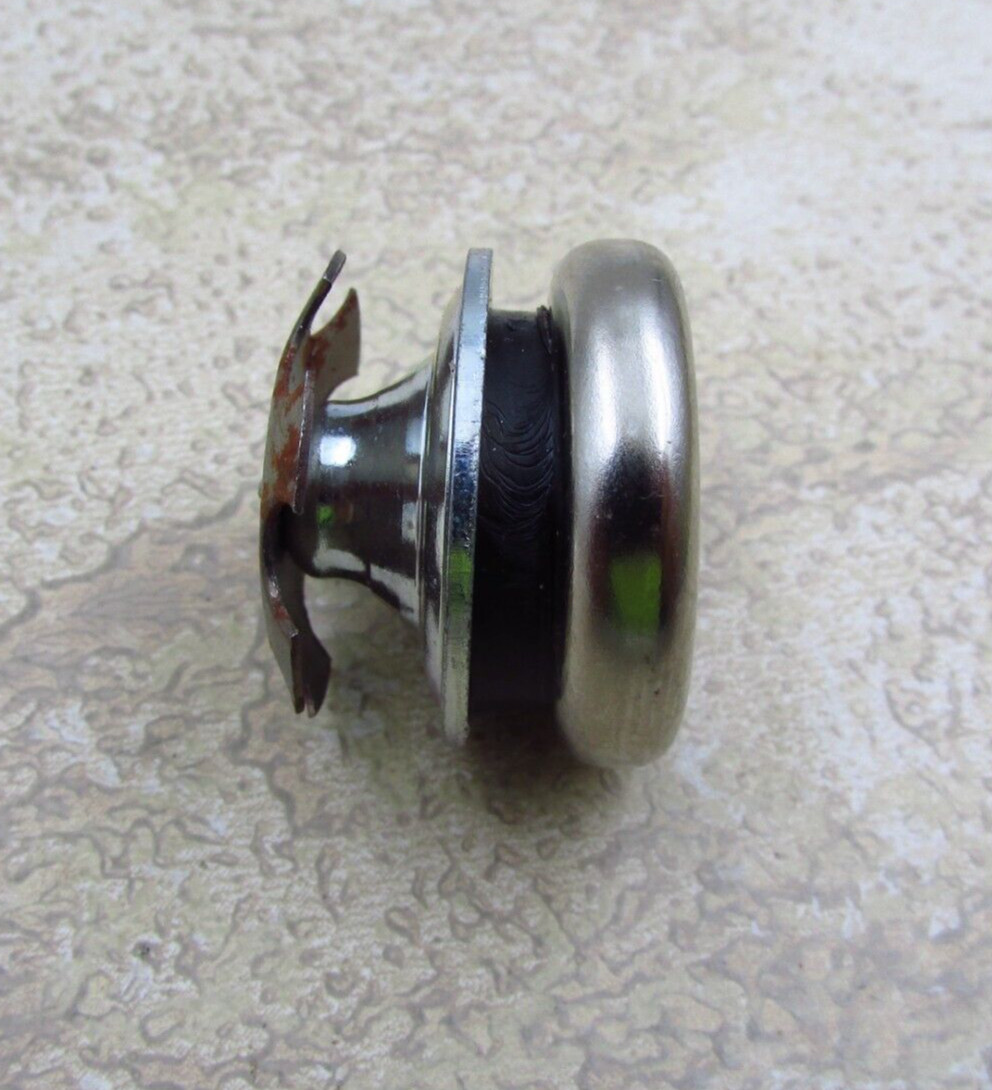 QTY 4 Vintage Steel Furniture Glides Nickel Finish 15/16" ID, 1" OD