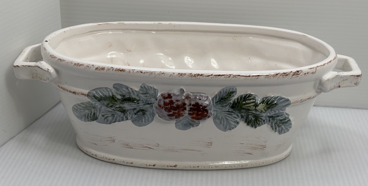 Gorgeous Planter Nantucket Winter Pinecone Holiday