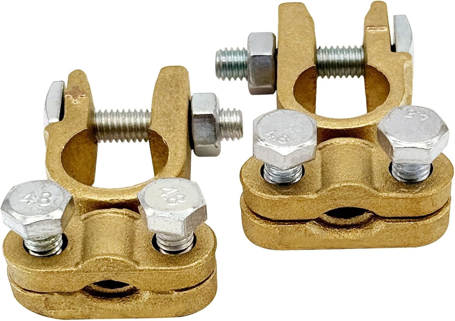 Ampper Brass Battery Terminals Connectors Clamps, Top Post Bolts, 1 Set