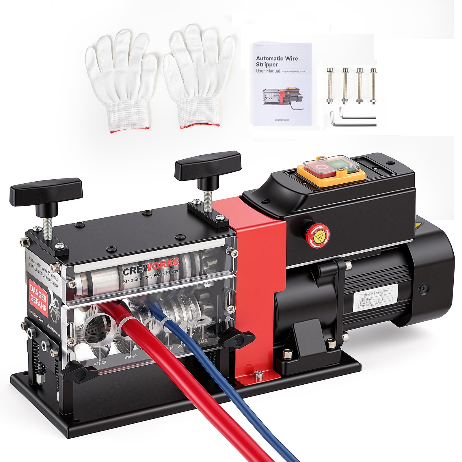 CREWORKS Automatic Wire Stripper Electric Stripping Machine for 0.06"-1.1" Cable
