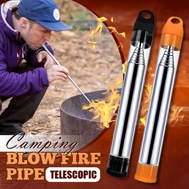Pocket Bellow Collapsible Fire Tool Kit Camping Survival Blow Fire Tube New