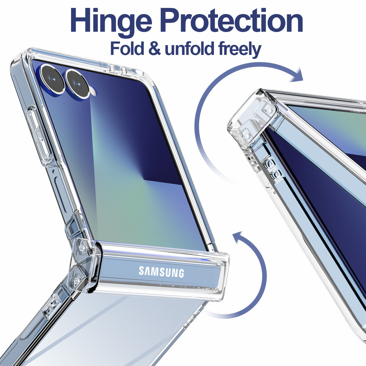 For Samsung Galaxy Z Flip 7 Clear Case Hinge Protection Shockproof Rugged Cover
