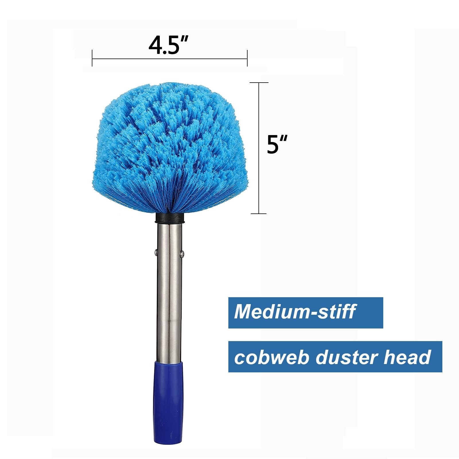 Cobweb Duster with Pole, 4ft Stainless Steel Pole Cobweb Brush with Medium-St...