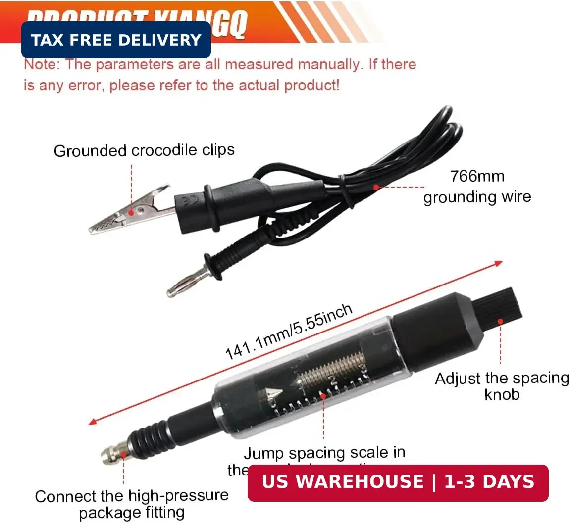 Car Spark Plug Tester Tool, Adjustable Spark Plug Diagnostic Tool with Cable, Au