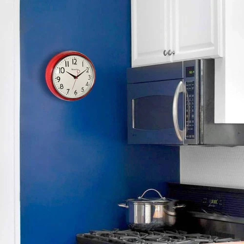 vintage look wall clock retro 1950 red