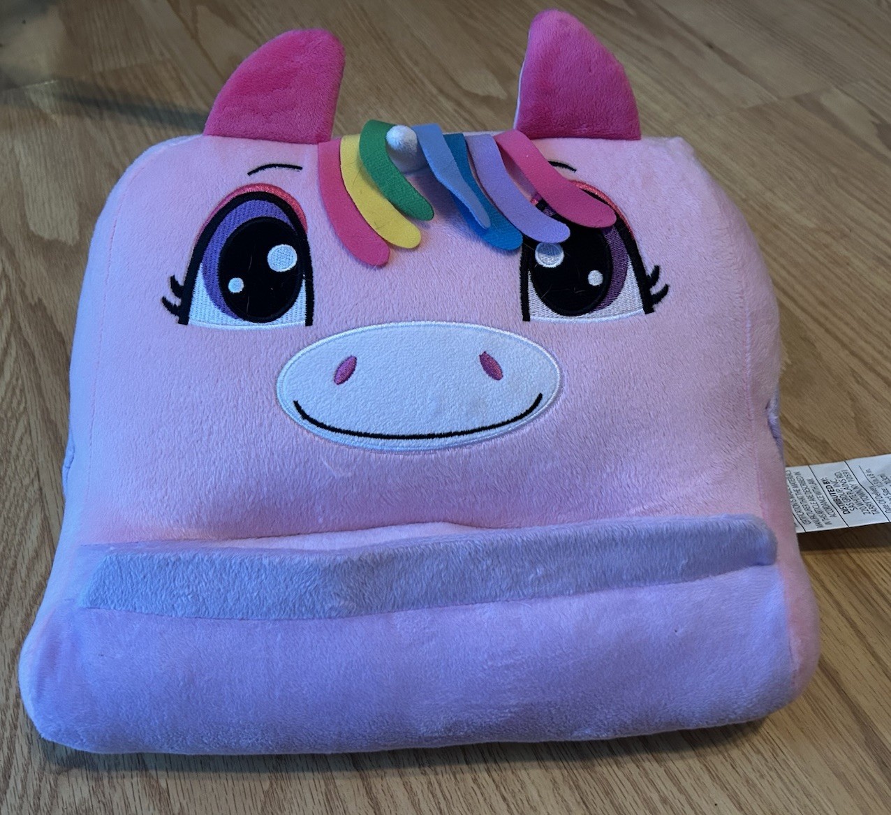 Unicorn Plush IPad Book Or Tablet Holder with Side Pockets Pink & Purple 13”