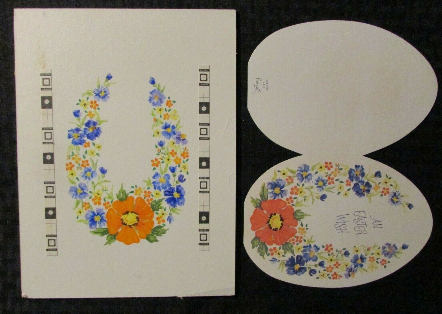 EASTER Orange Blue & Purple Flowers 7.5x10 Greeting Card Art #2713 w/ 4 Cards
