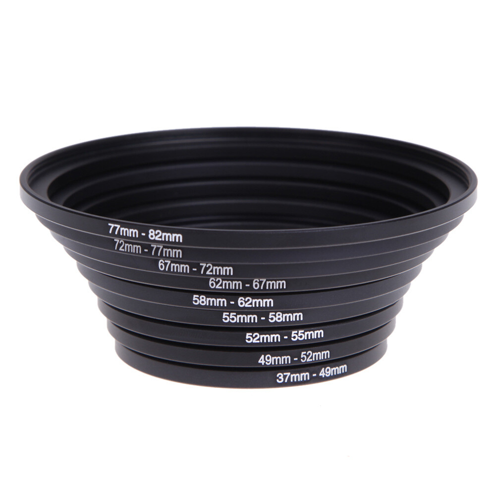 18Pc 37- 82mm Step Up Down DSLR Camera Lens Filter Adapter Ring Mount Basket Kit