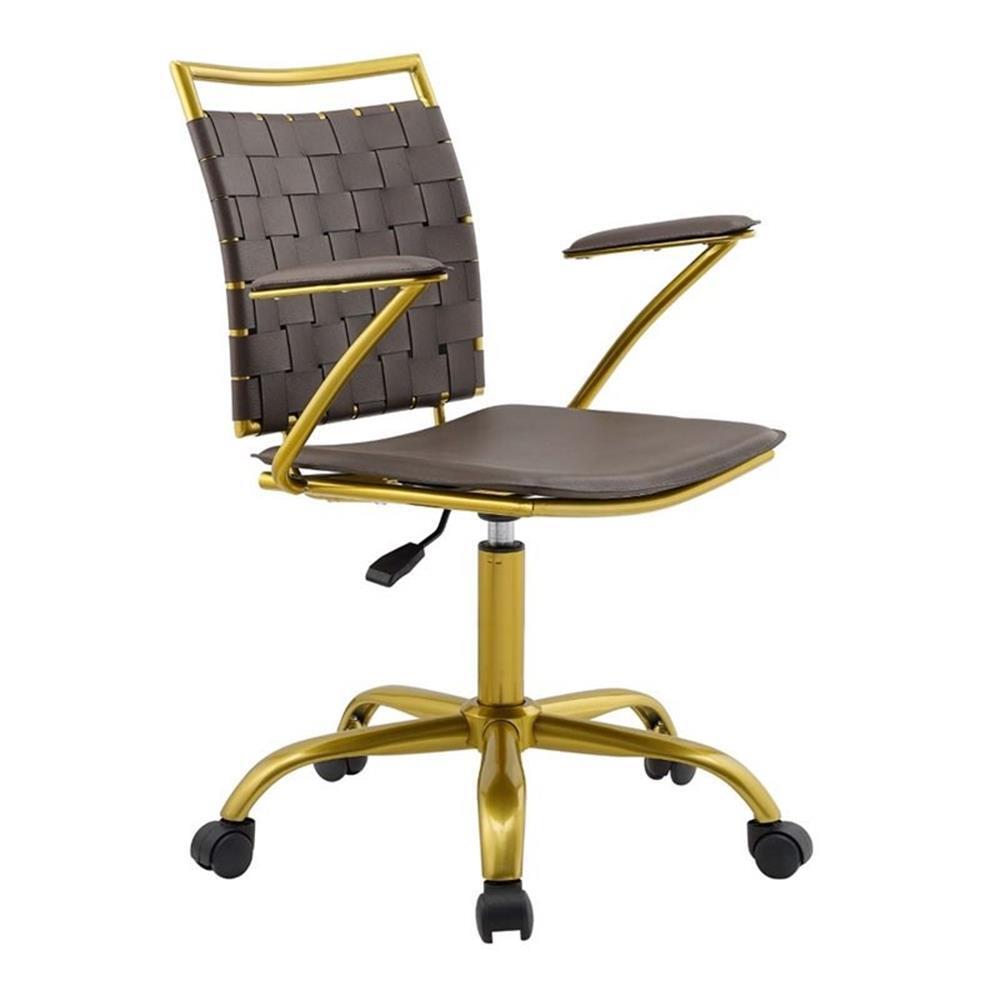Modway Fuse Modern Faux Leather and Metal Office Chair in Brown