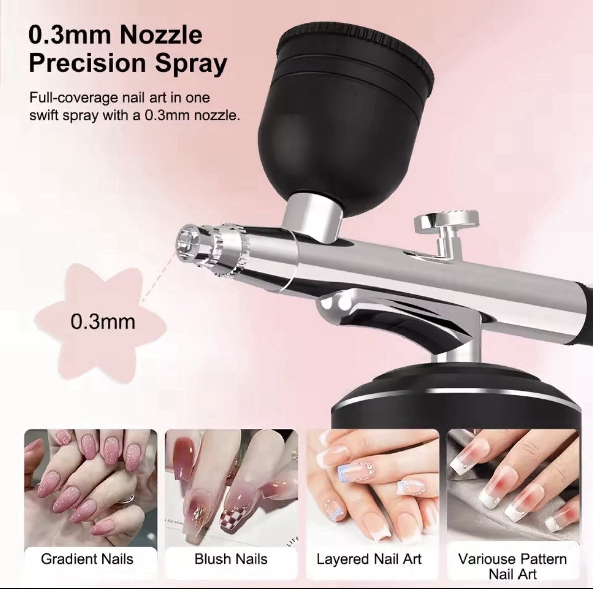 Aeropenna Portable Airbrush With Display Nail Model Kit With Compressor
