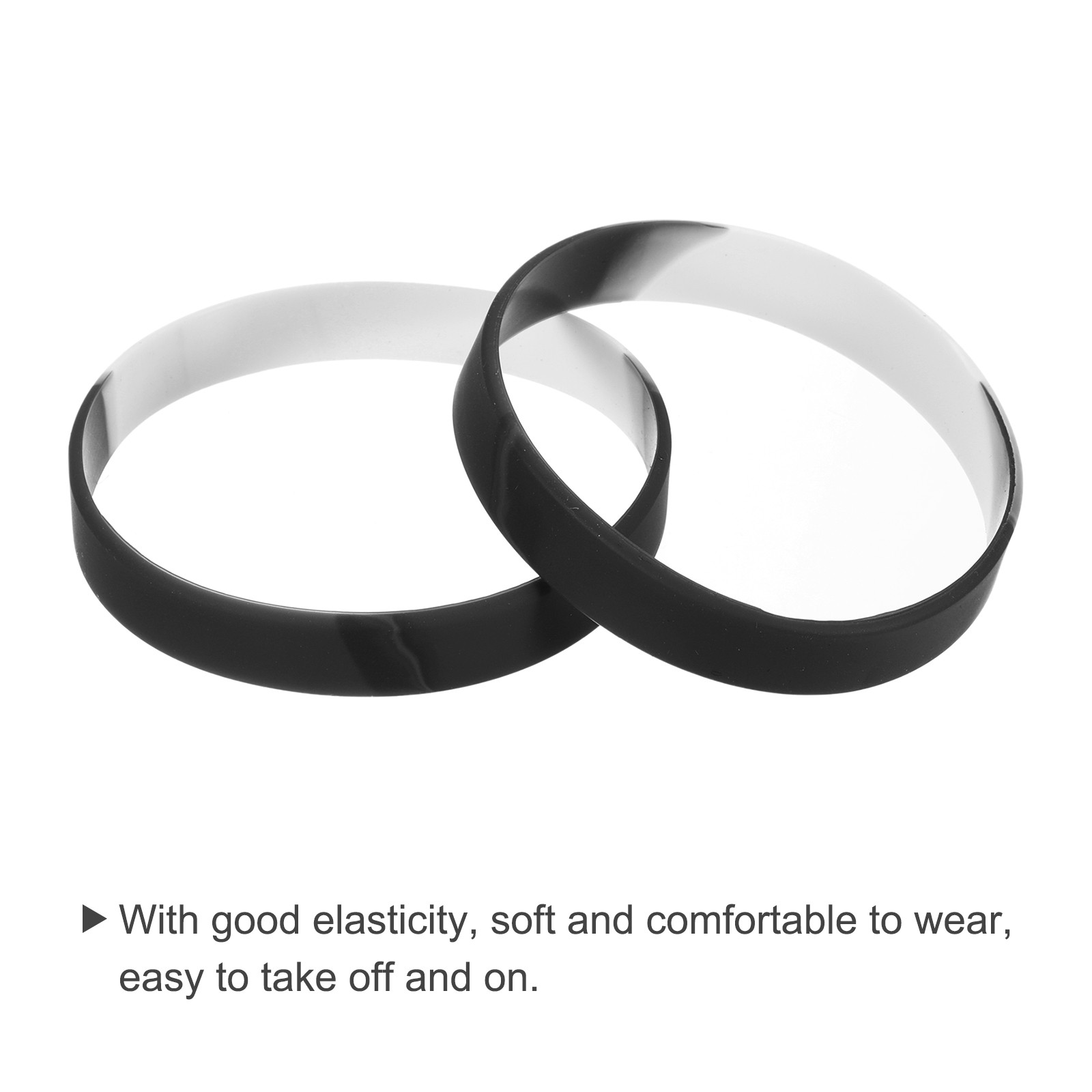 3Pcs Bracelets Wristbands 1/2 Inch Width 8.5" Length Black Segmented