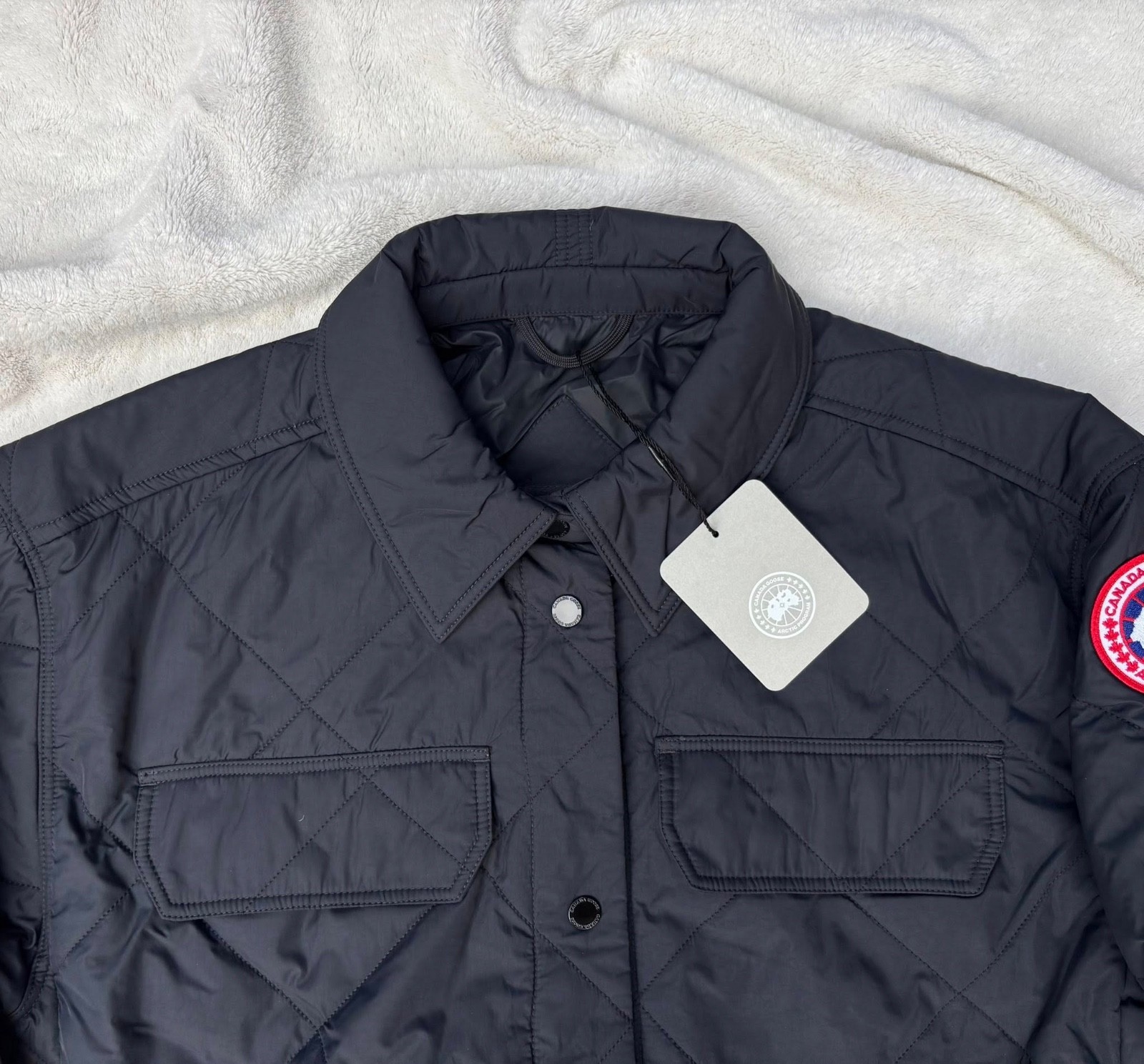 Canada Goose Carlyle Black Quilted Badge Shirt Jacket - New - Authentic