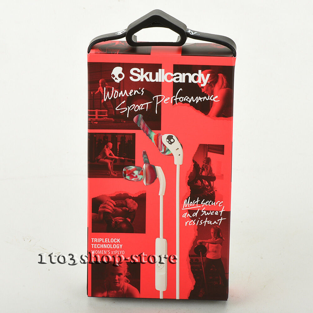 Skullcandy XTplyo Sport Stereo In-Ear Buds Headphones w/Mic Headset White/Swirl