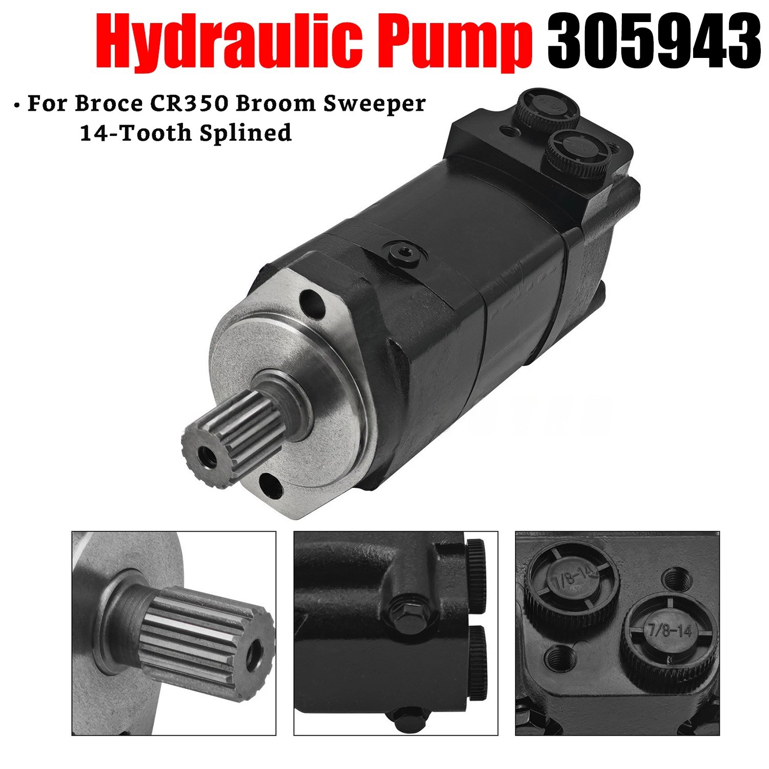 New Hydraulic  Motor 305943 for Broce CR350 Broom Sweeper