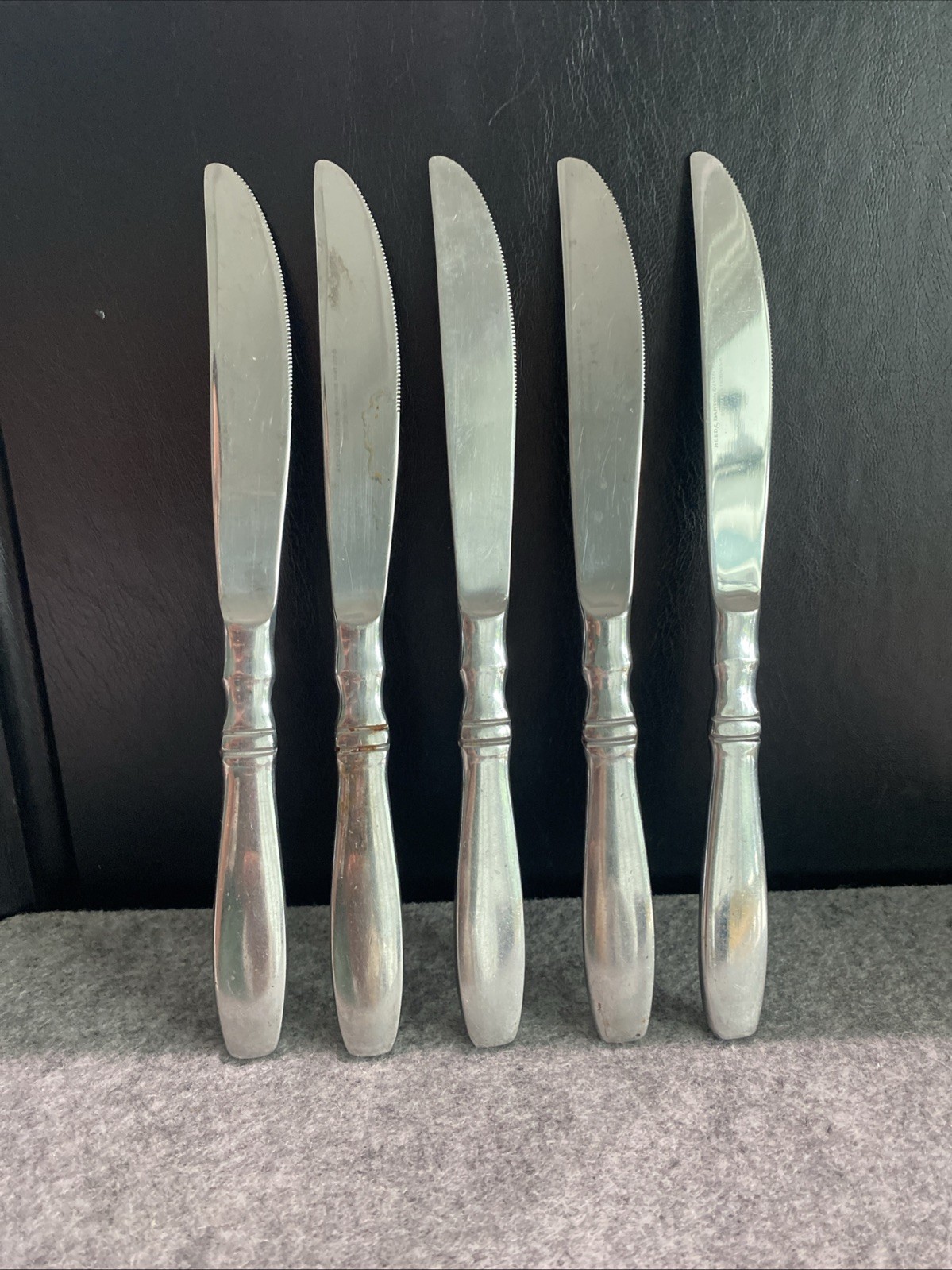 5  Piece Reed & Barton Heritage Mint Brompton Stainless Steel Dinner  Knives