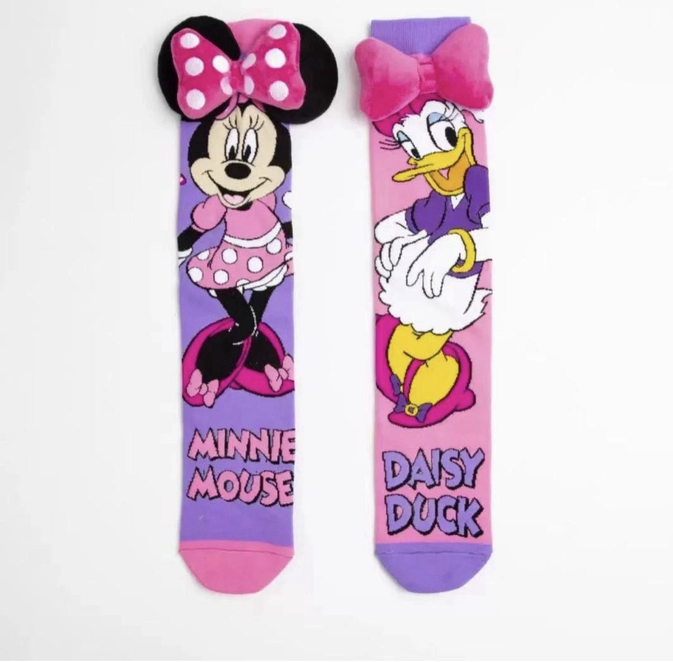 Disney Minnie Mouse & Daisy Duck Knee High Socks Unisex Kids Pink Purple