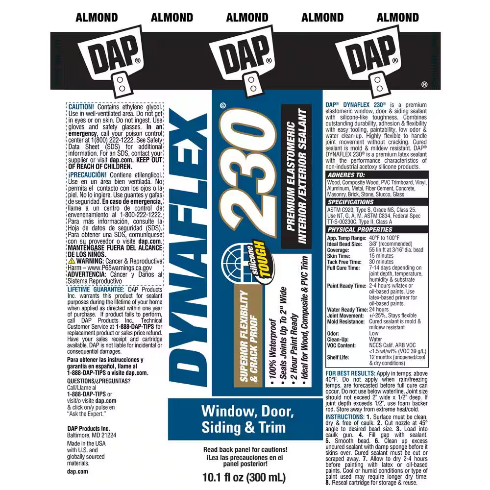 Dynaflex 230 10.1 Oz. Almond Premium Exterior/Interior Window Door and Trim Seal